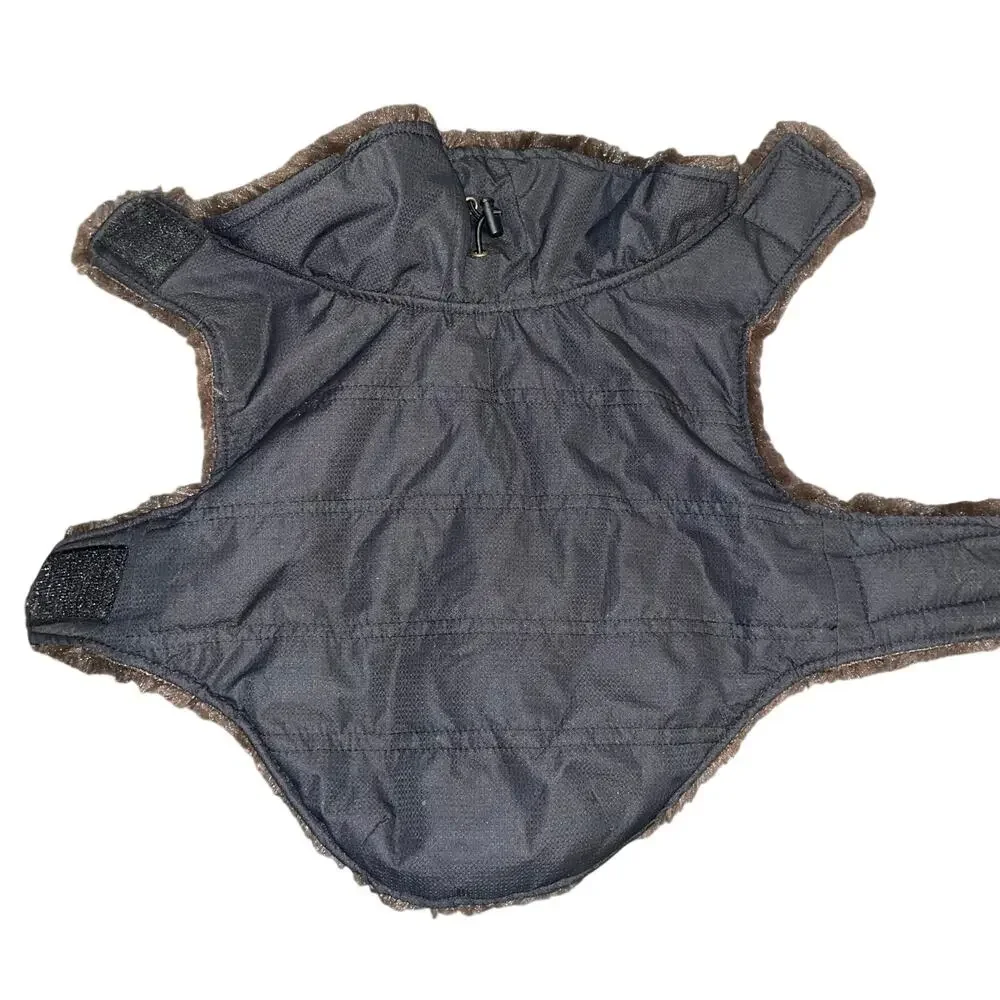 Bed Bath & Beyond Dog Puffer Vest Small Luxury Faux Fur Jacket Reversible Black
